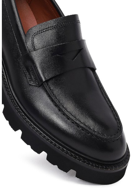 Erkek Siyah Deri Loafer 25WFD724818