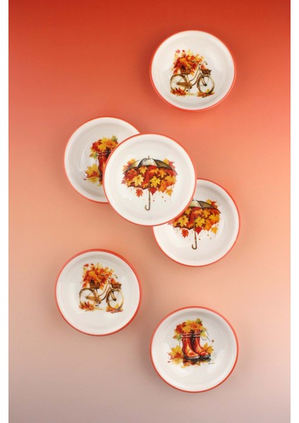 Oranj Fall 6 Parça Porselen Çerezlik