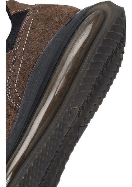 Erkek Vizon Bağcıklı Kalın Tabanlı Nubuk Deri Sneaker 25WFD6821V3