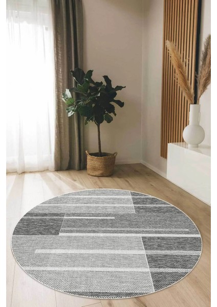 Dijital Kaymaz Yıkanabilir Modern Çizgili Yuvarlak Salon Halısı Mutfak Halısı Antre Halısı Ev Dekor