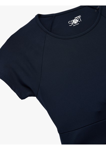 Slim Fit Kısa Kollu Bağlama Detaylı Crop Spor Tişört modelleri