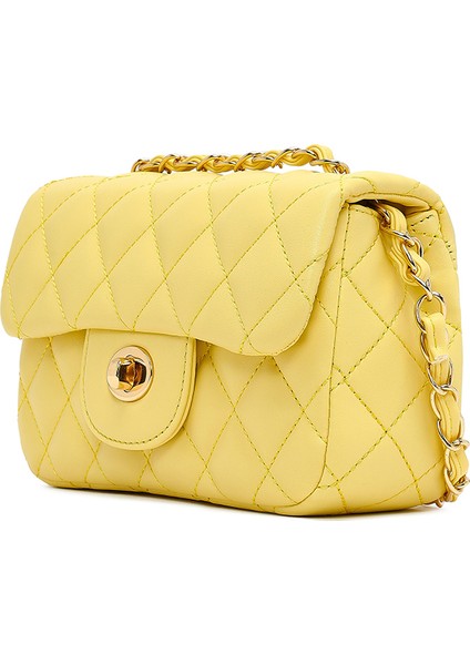 Kadın Sarı Uzun Askılı Kapitone Mini Çapraz Çanta 25SBD2031KP indirimleri