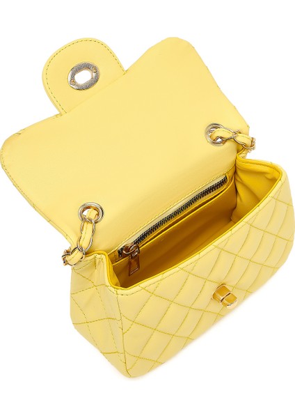 Kadın Sarı Uzun Askılı Kapitone Mini Çapraz Çanta 25SBD2031KP
