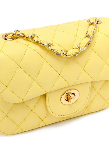 Kadın Sarı Uzun Askılı Kapitone Mini Çapraz Çanta 25SBD2031KP