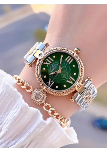 Çelik Kordon 30 mt Suya Dayanıklı Kadın Kol Saati+Bileklik BYN.10953.5