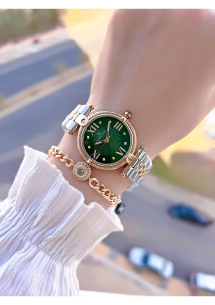 Çelik Kordon 30 mt Suya Dayanıklı Kadın Kol Saati+Bileklik BYN.10953.5 fiyatları