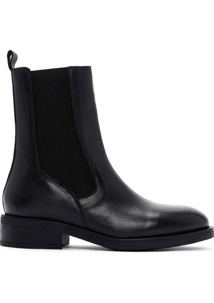 Kadın Siyah Fermuarlı Deri Casual Bot 25WFD550018