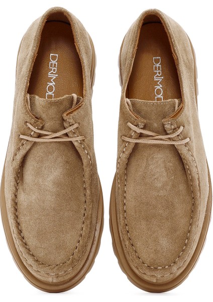 Kadın Vizon Bağcıklı Süet Deri Maskülen Ayakkabı 25AFD420010