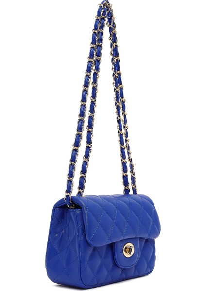 Kadın Mavi Uzun Askılı Kapitone Mini Çapraz Çanta 25SBD2031KP