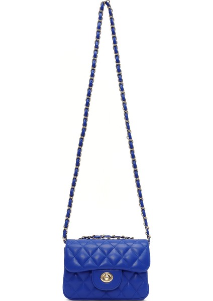Kadın Mavi Uzun Askılı Kapitone Mini Çapraz Çanta 25SBD2031KP
