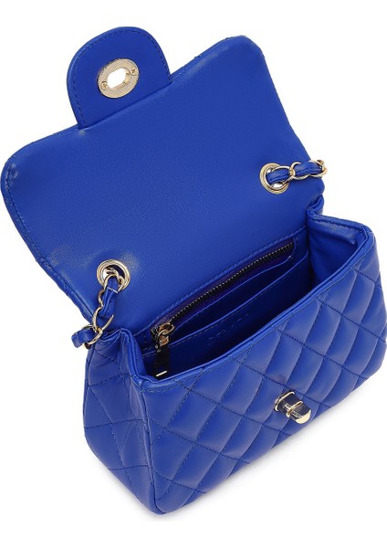 Kadın Mavi Uzun Askılı Kapitone Mini Çapraz Çanta 25SBD2031KP