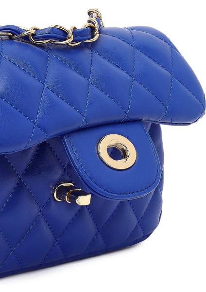 Kadın Mavi Uzun Askılı Kapitone Mini Çapraz Çanta 25SBD2031KP