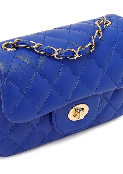 Kadın Mavi Uzun Askılı Kapitone Mini Çapraz Çanta 25SBD2031KP