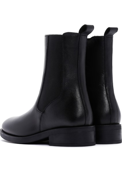 Kadın Siyah Fermuarlı Deri Casual Bot 25WFD550018