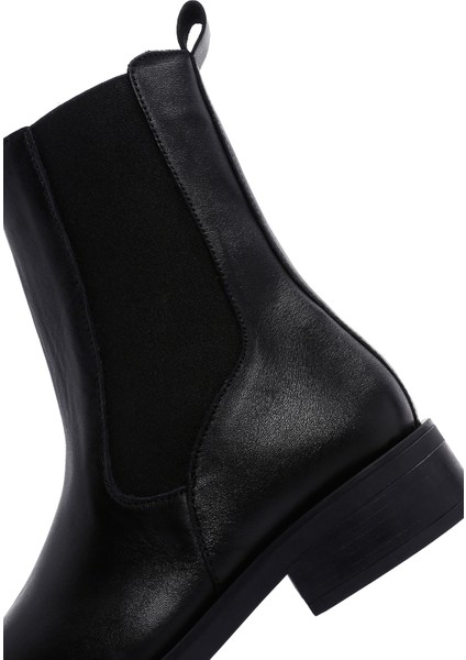 Kadın Siyah Fermuarlı Deri Casual Bot 25WFD550018