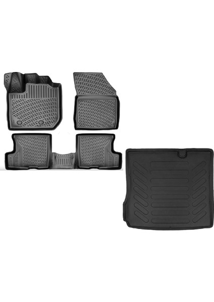 Dacia Duster 4x2 2023 Sonrası Uyumlu 3D Havuzlu Paspas + Bagaj Havuzu Set