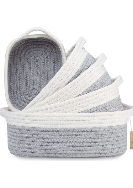 5 Parça Saklama Sepeti, Banyo ve Mutfak Düzenleme Kutusu, Doğal Pamuk Ip Dokuma Sepetler modelleri