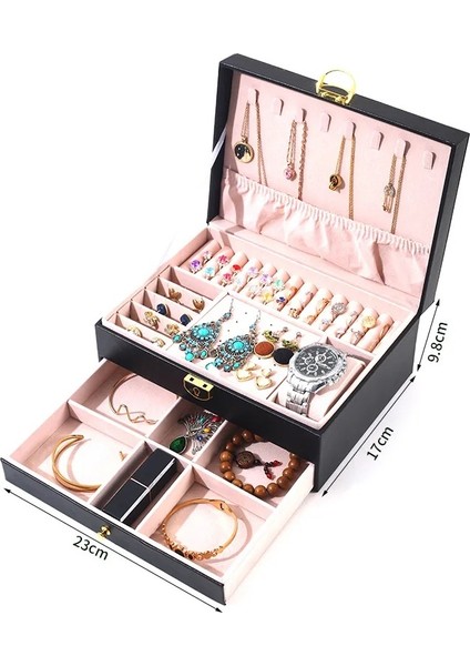 Şık Tasarımlı Çekmeceli Takı Kutusu - Güvenli Kilitli Mücevher Organizeri fiyatları