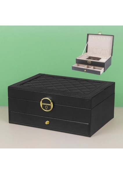 Şık Tasarımlı Çekmeceli Takı Kutusu - Güvenli Kilitli Mücevher Organizeri indirimleri