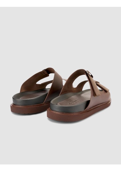 %100 Hakiki Deri Cırt Cırtlı Kahverengi Erkek Terlik modelleri