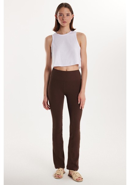 Kadın Slim Fit Dar Kesim Fitilli Dar Paça Kahverengi Pantolon fiyatları