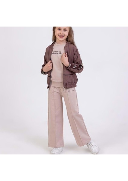 Yavrucak Kapşon Ceketli 9-12 Yaş Kız 3lü TAKIM-7062594 - Kahverengi