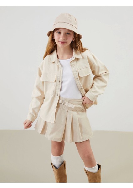 Lcw Kids Bej Cepli Kız Çocuk Gömlek Ceket