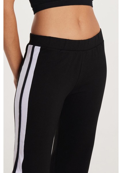 Kadın Slim Fit Dar Kesim Beli Lastikli Ispanyol Paça Siyah Pantolon fiyatları