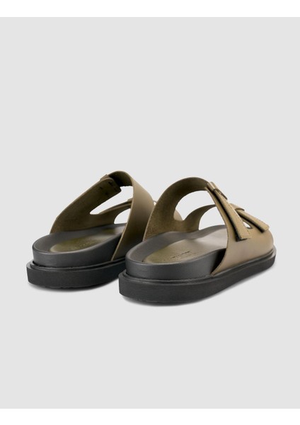 %100 Hakiki Deri Cırt Cırtlı Haki Erkek Terlik modelleri