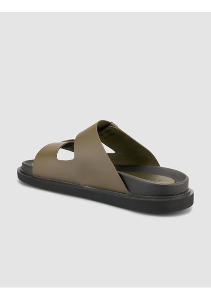 %100 Hakiki Deri Cırt Cırtlı Haki Erkek Terlik indirimleri