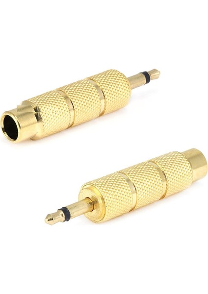 Mono 3.5 mm Erkek - 6.3 mm Dişi Çevirici Gold Aparat (Çift)