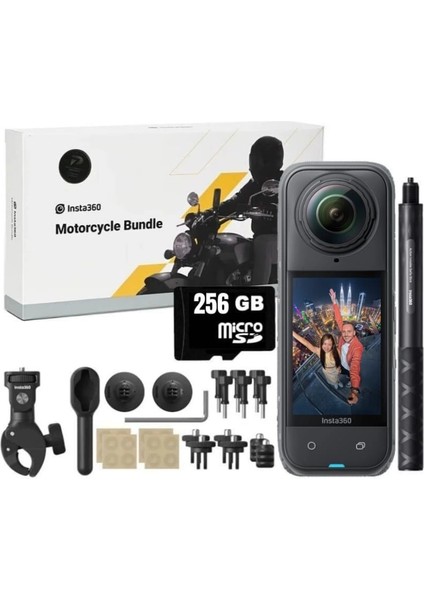 X4 8k 360 Derece Kamera Motorsiklet Kiti 256GB (2 yıl Türkiye distribütörü garantili)
