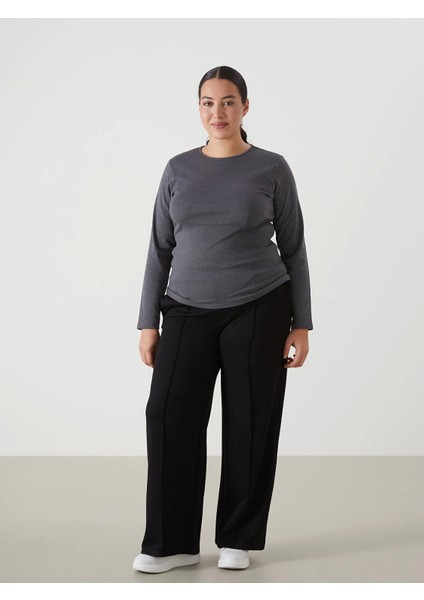 Lcwaıkıkı Classic Siyah Beli Lastikli Düz Geniş Paça Kadın Eşofman Altı fiyatları