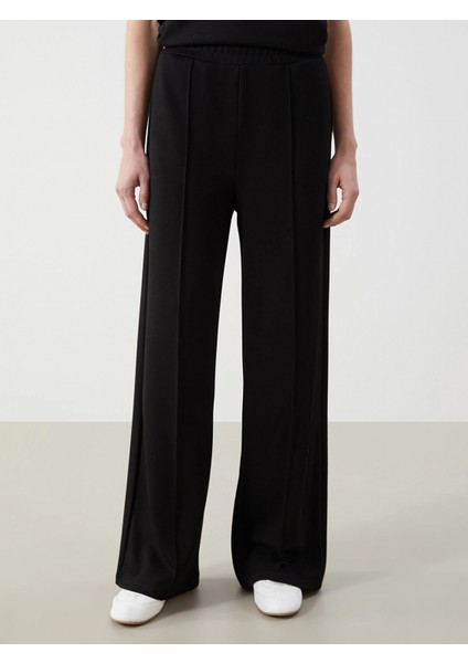 Lcwaıkıkı Classic Siyah Beli Lastikli Düz Geniş Paça Kadın Eşofman Altı modelleri