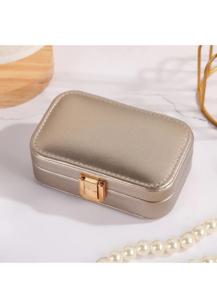 Deri Mini Seyahat Takı Bijuteri Mücevher Kutusu Organizer Düzenleyici 15CM Bronz Ithal Ürün modelleri