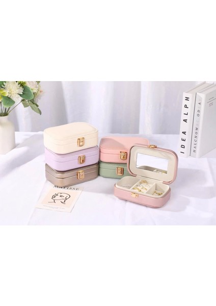 Deri Mini Seyahat Takı Bijuteri Mücevher Kutusu Organizer Düzenleyici 15CM Bronz Ithal Ürün fırsatları