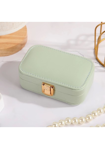 Deri Mini Seyahat Takı Bijuteri Mücevher Kutusu Organizer Düzenleyici 15CM Yeşil Ithal Ürün modelleri