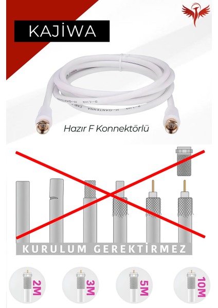 2 Metre Anten Kablosu Hazır 4k Çanak Lnb Kablosu ( Altın Uç F Konnektör) modelleri