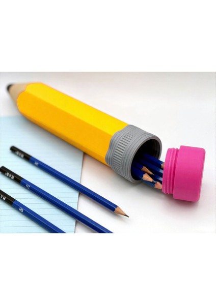 Kapaklı 3D Kalem Kutusu - Sarı ve Mavi Renk Seçenekli Dayanıklı Okul Kalemliği