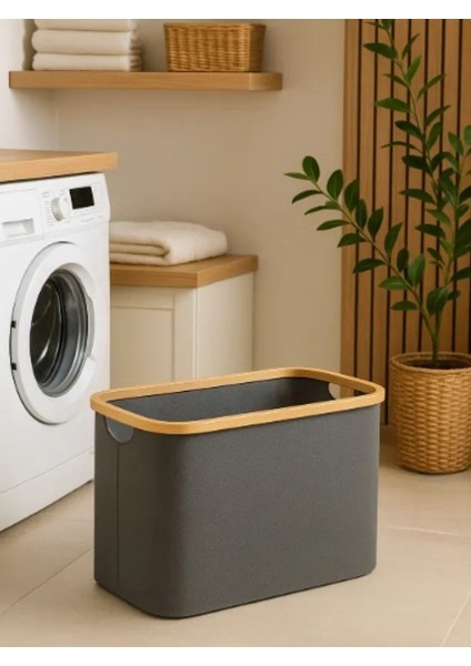 50 Lt Katlanır Kumaş Bambu Çamaşır Sepeti Kirli Çamaşır Sepeti Oyuncak Sepeti
