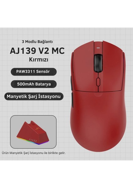 AJ139 V2 Mc 24.000 Dpı PAW3311 Ultra Hafif 3 Modlu Oyuncu Mouse - 500MAH Batarya indirimleri