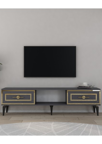 Violact Tv Sehpası Antrasit-Altın
