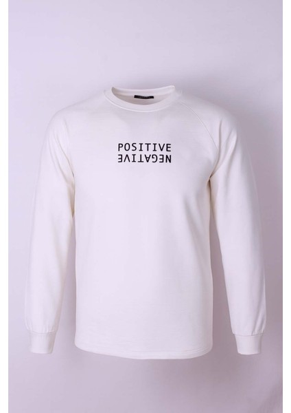 Beyaz Erkek Sweatshirt Pozitif