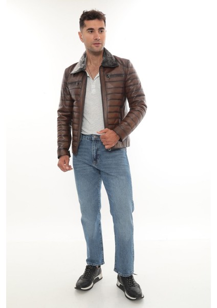 %100 Hakiki Kuzu Deri Mont Ceket Kahverengi fırsatları