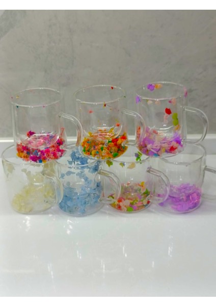 1 Adet Çift Cidarlı Çiçekli Kupa – Isıya Dayanıklı Cam Çay & Kahve Kupası Şık Tasarım 300 ml