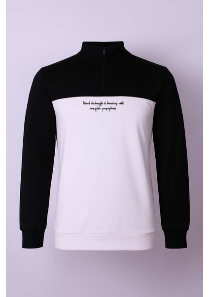 Siyah - Beyaz Erkek Sweatshirt Be Different