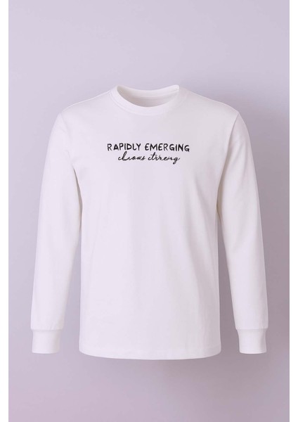 Beyaz Erkek Sweatshirt Rapidly