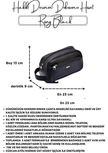 Forest Siyah Hakiki Deri Erkek El Çantası - Spor - Seyahat- Günlük - Traş- Bakım modelleri