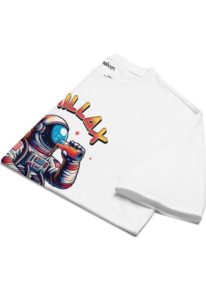 Chillax – Uzaylı Astronot Baskılı Unisex Oversize Tişört indirimleri