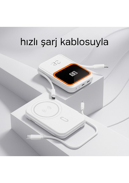 12000MAH Manyetik Güç Bankası – Magsafe Uyumlu, LED Ekranlı, Kablosuz Hızlı Şarj indirimleri